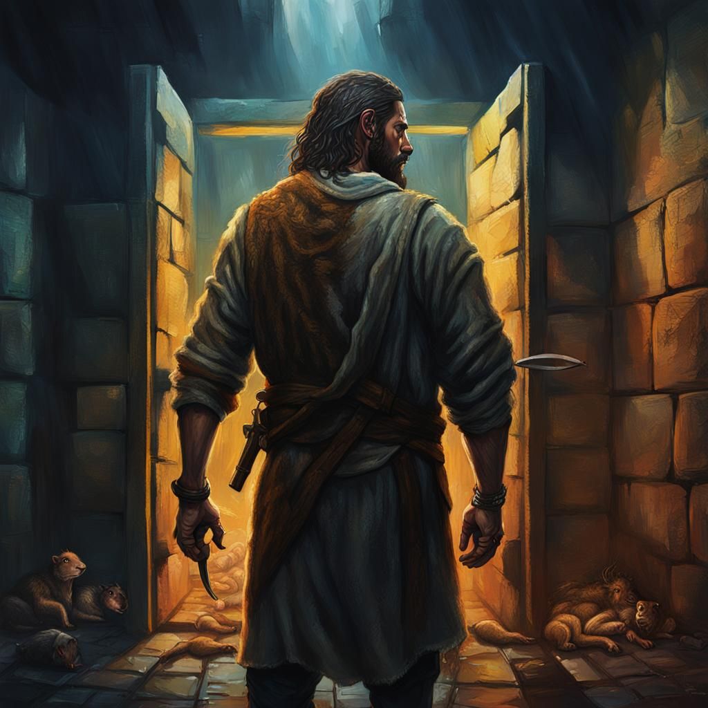 John the Baptist in Dark Prison Cell: Hyperrealistic Art