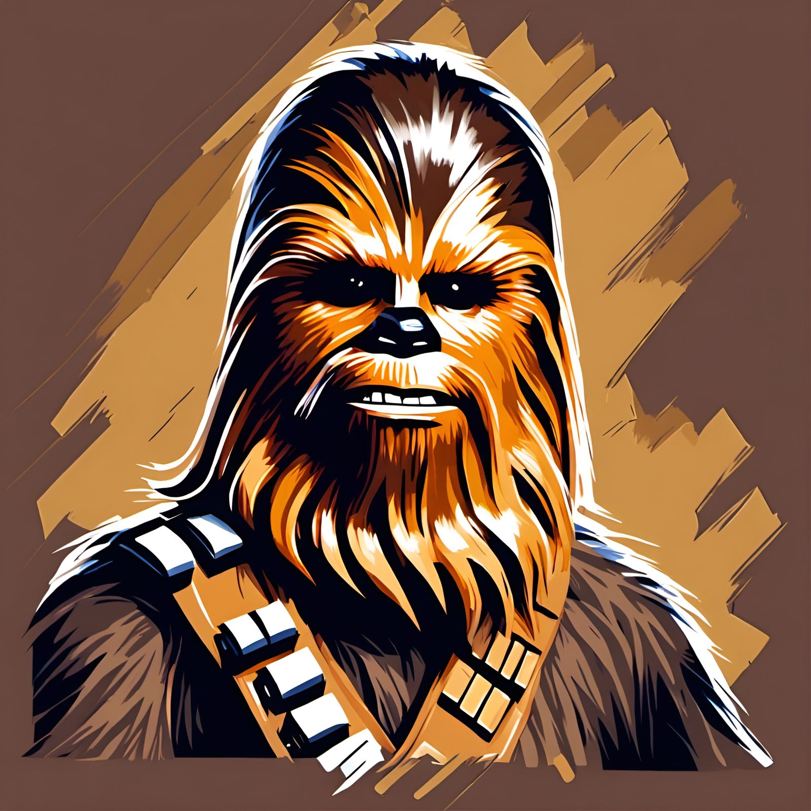 Chewbacca Portrait in Impressionistic Style