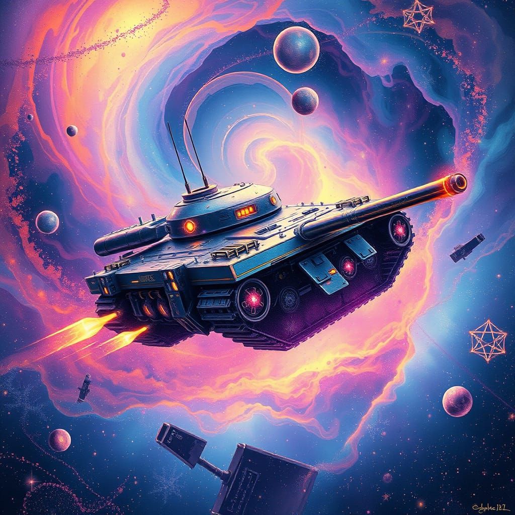 Ethereal Tank in Iridescent Nebula