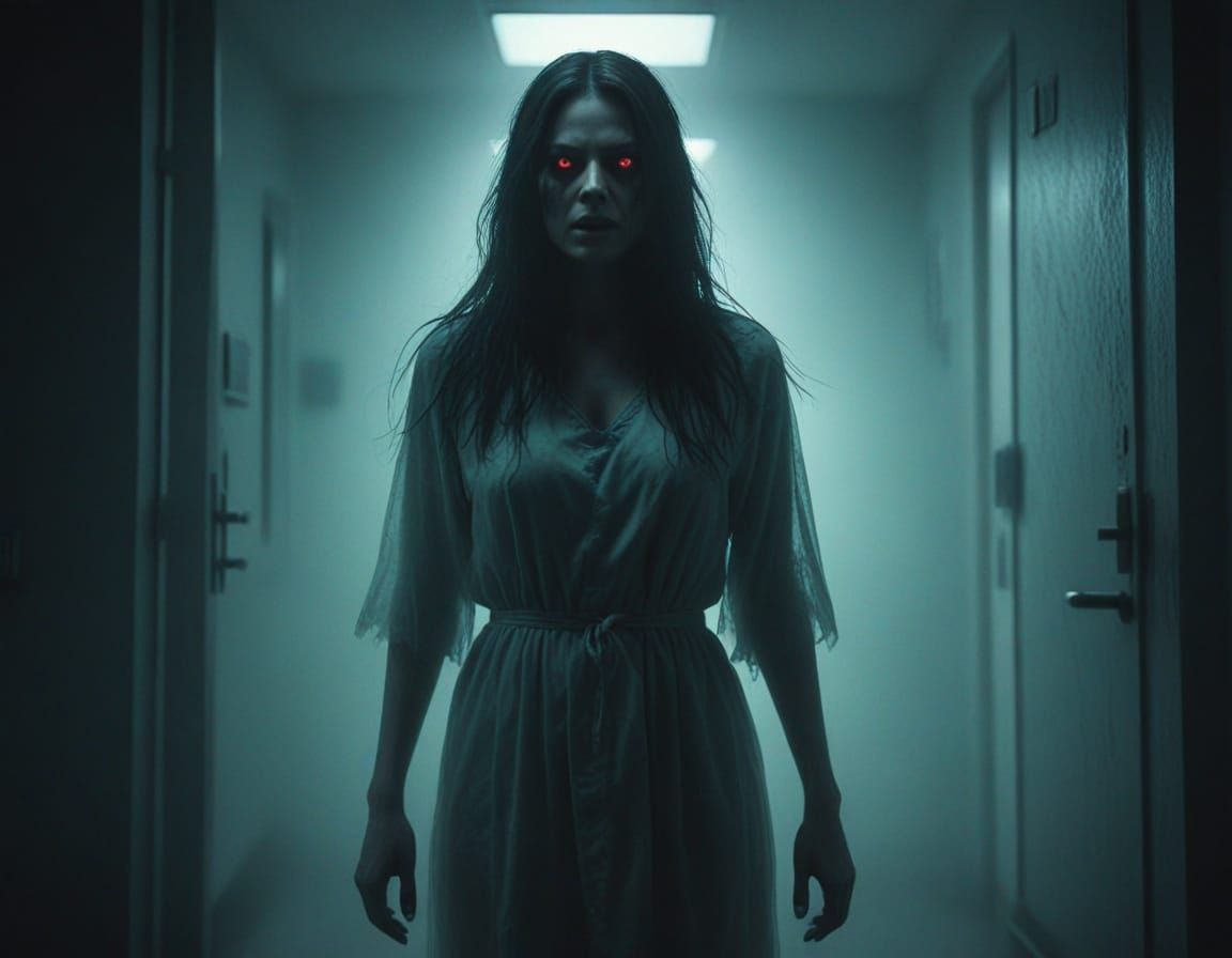 Terrifying Spirit Woman Emerges from Hospital in Dark Fantas...
