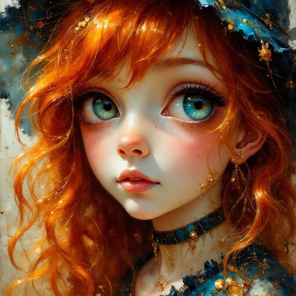 Sassy Grisette with Red Hair in Bohemian Portrait