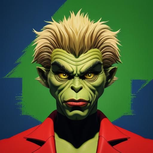 Grinch Pop Art Screen Print in Bauhaus Style