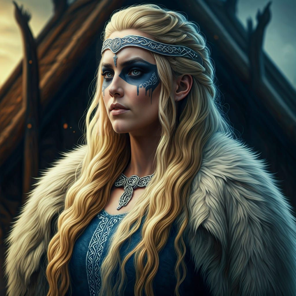 Viking Goddess Snotra in Hyperrealistic Style