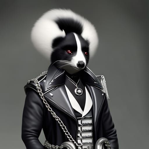 Skunk in Leather Jacket and Chains 2