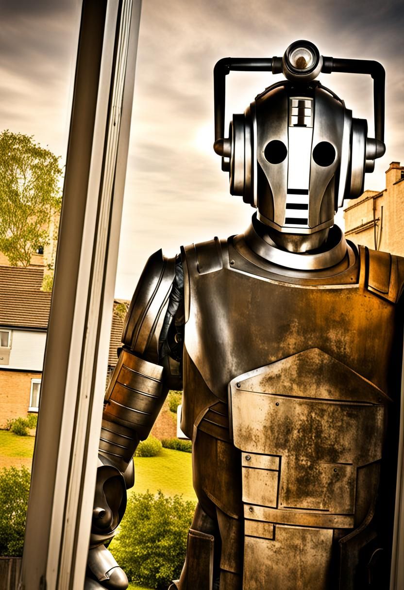Gigantic looming Cyberman outside the bedroom window dream