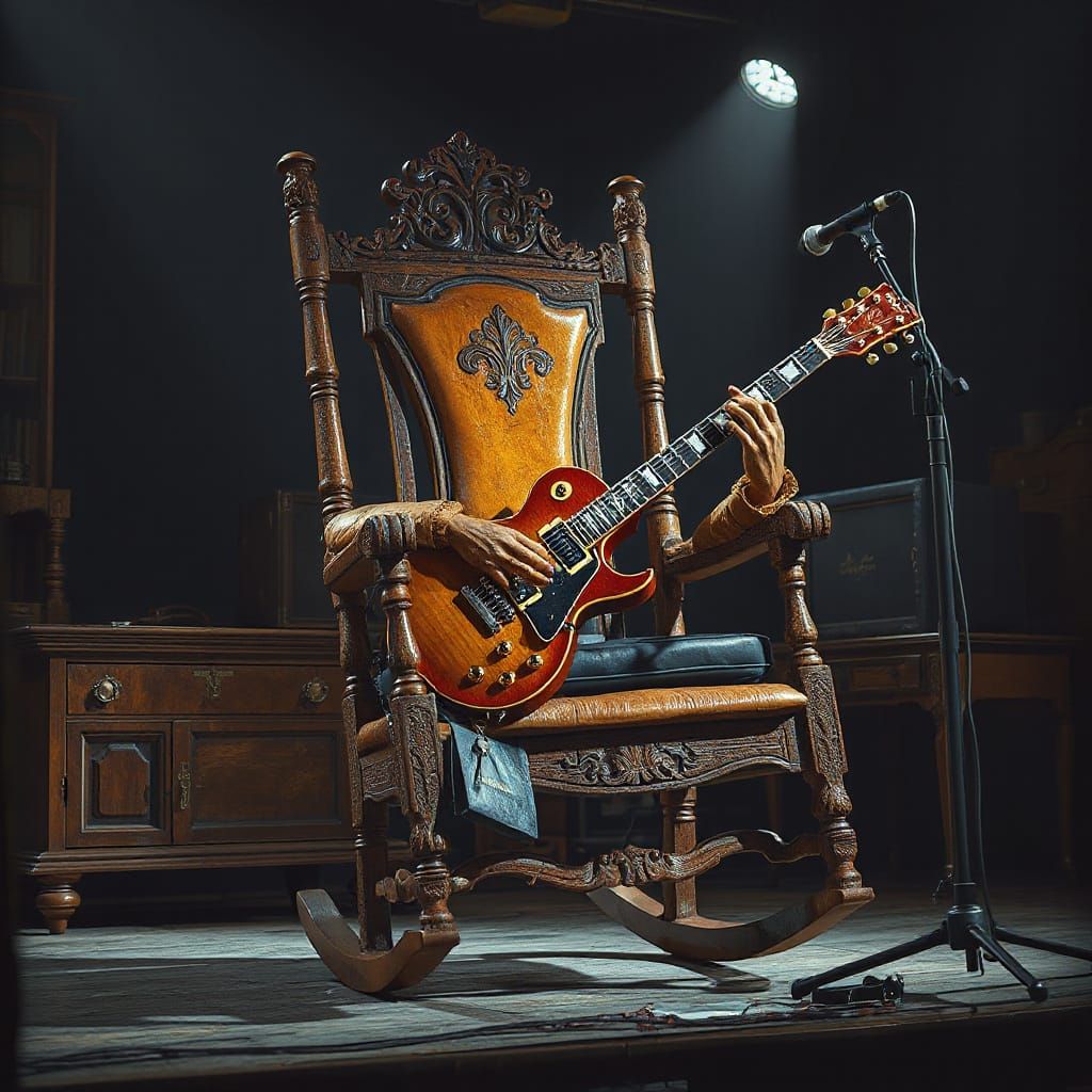 Rocking Chair Rocks Out as Hard Rock Guitarist