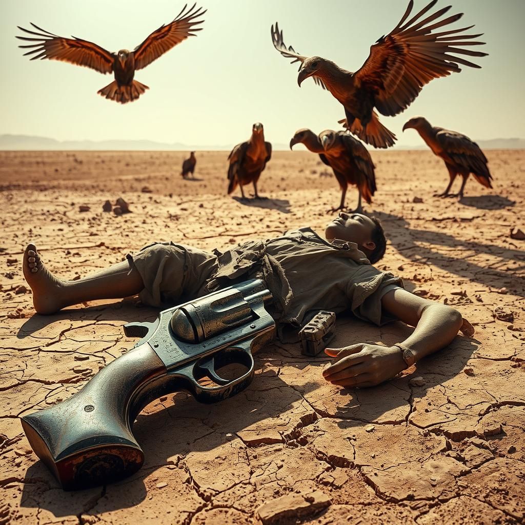 Desolate Wasteland: Six-Shooter and Dying Man