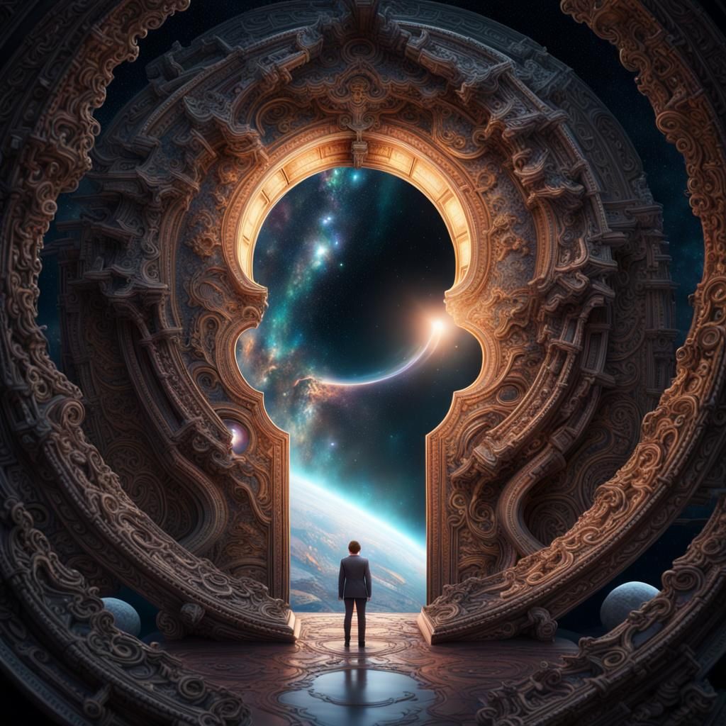 Keyhole Universe: Hyperrealistic Cosmic Digital Painting