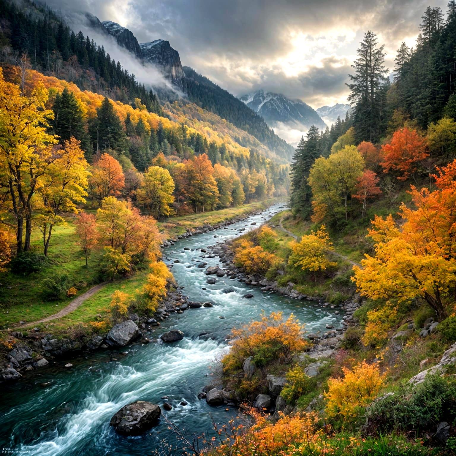 Wilderness Landscape in Fusion of Seasons