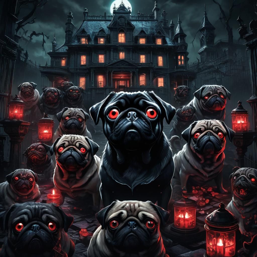 Pugs and Demons in Junji Ito Horror Style