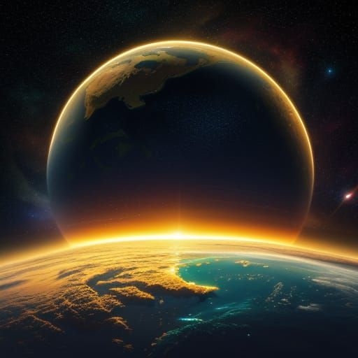 Earth in Space: Vibrant Sci-Fi Digital Artwork