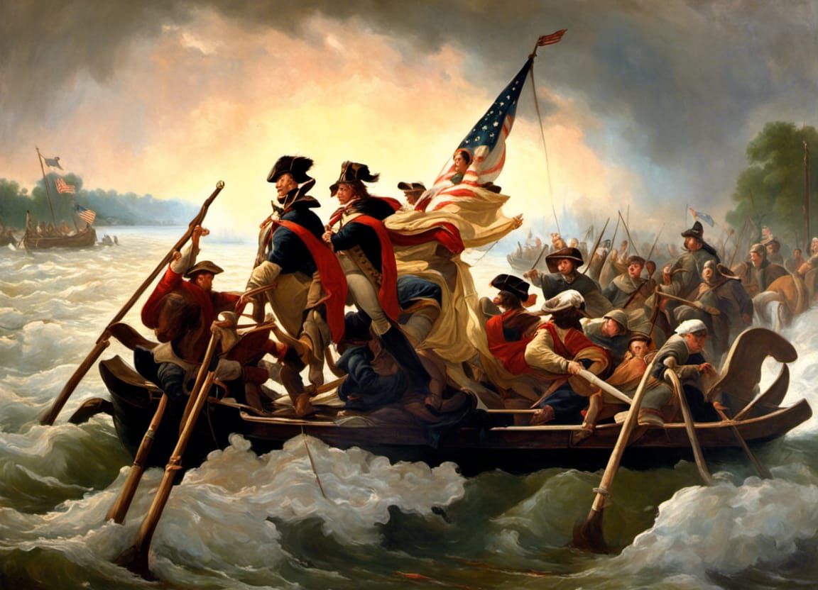 Oil Painting, "Washington Crossing the Delaware" by Emanuel Leutze