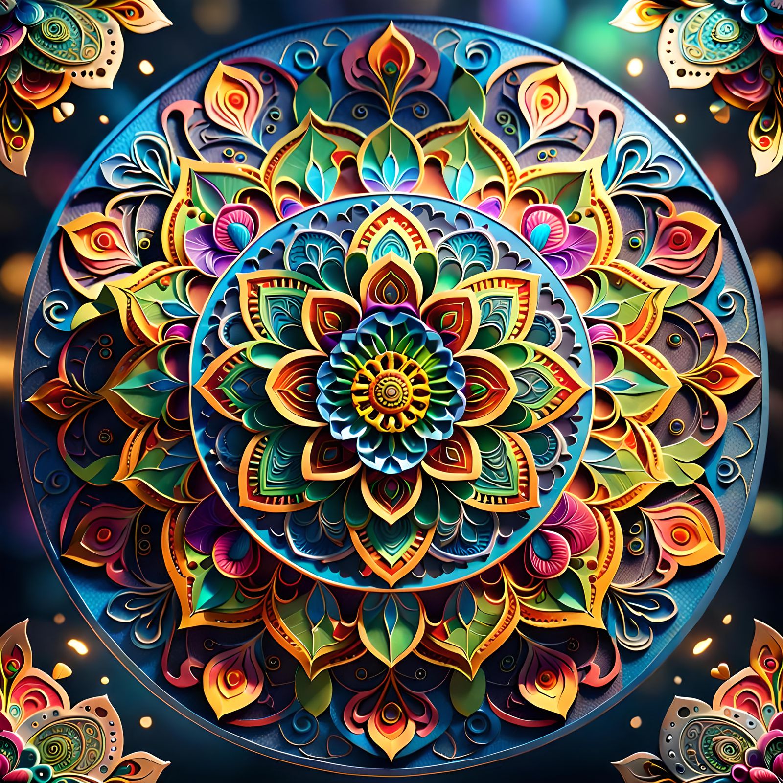 Beautiful Spiritual Mandala in 3D