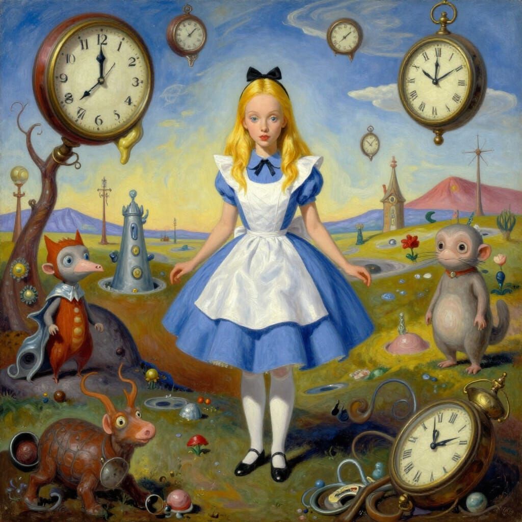 Alice in Wonderland Surreal Landscape Oil Painting