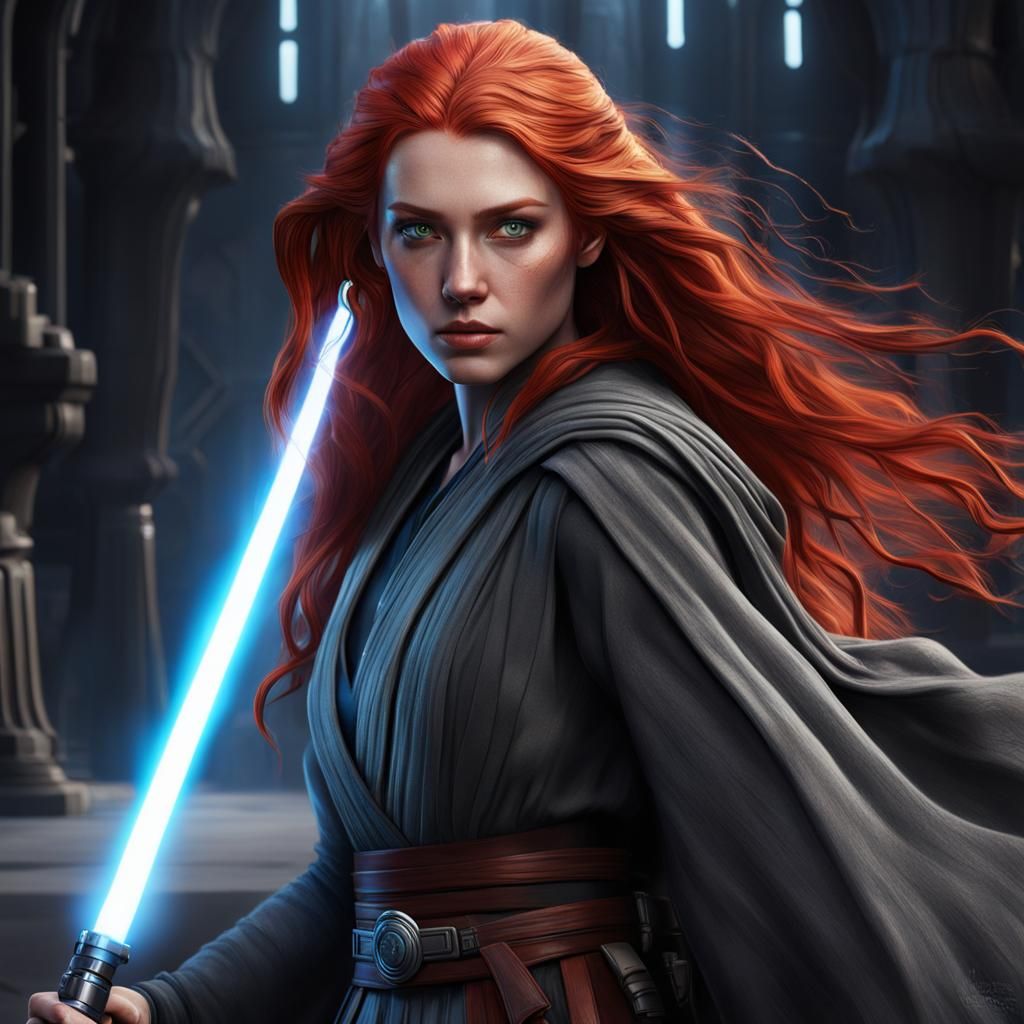 Jedi Allana Solo with Lightsaber in Detailed Matte Painting