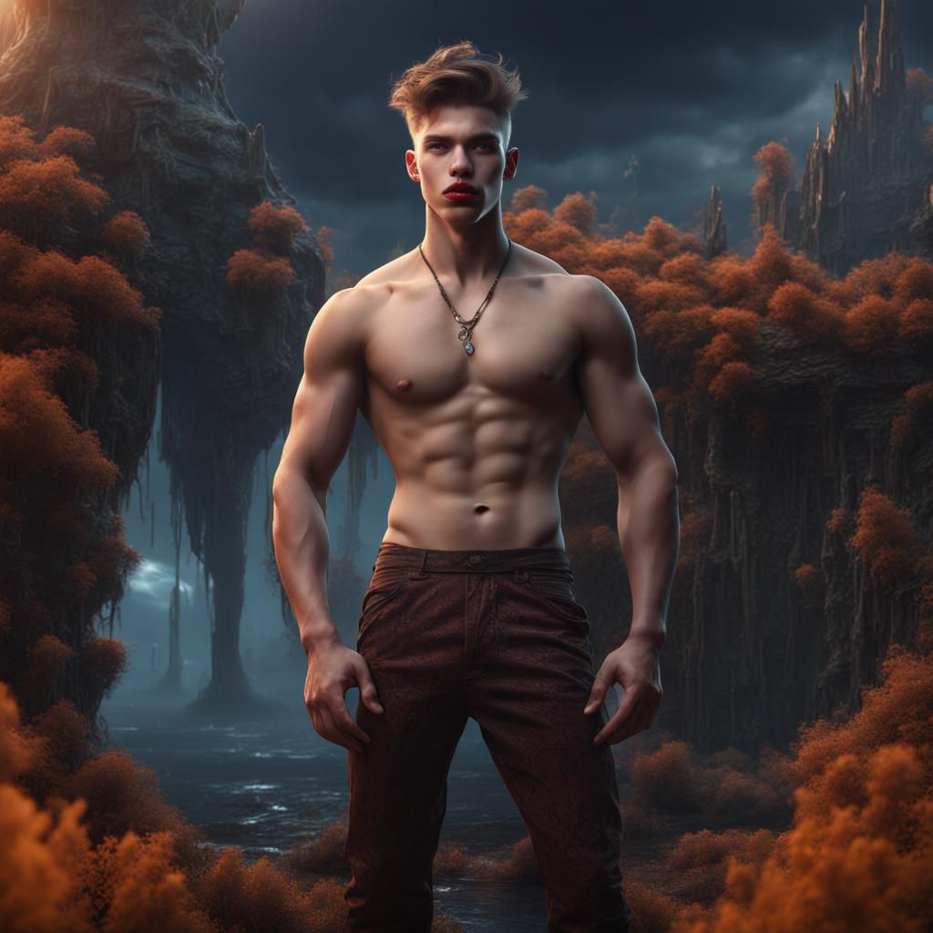 Male Model with Exaggerated Lips: Fantasy Concept Art