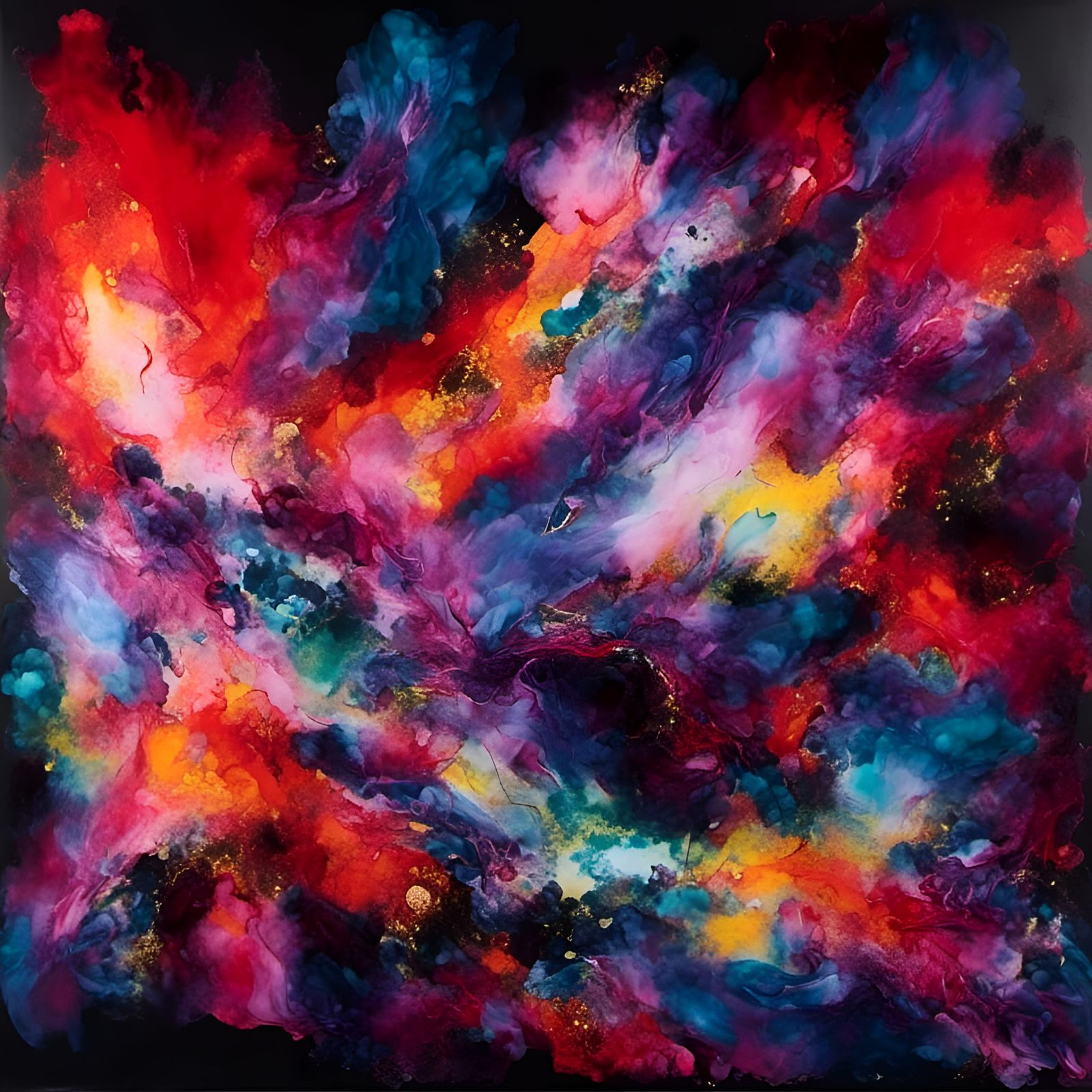 Abstract Trainscape in Vibrant Pigments