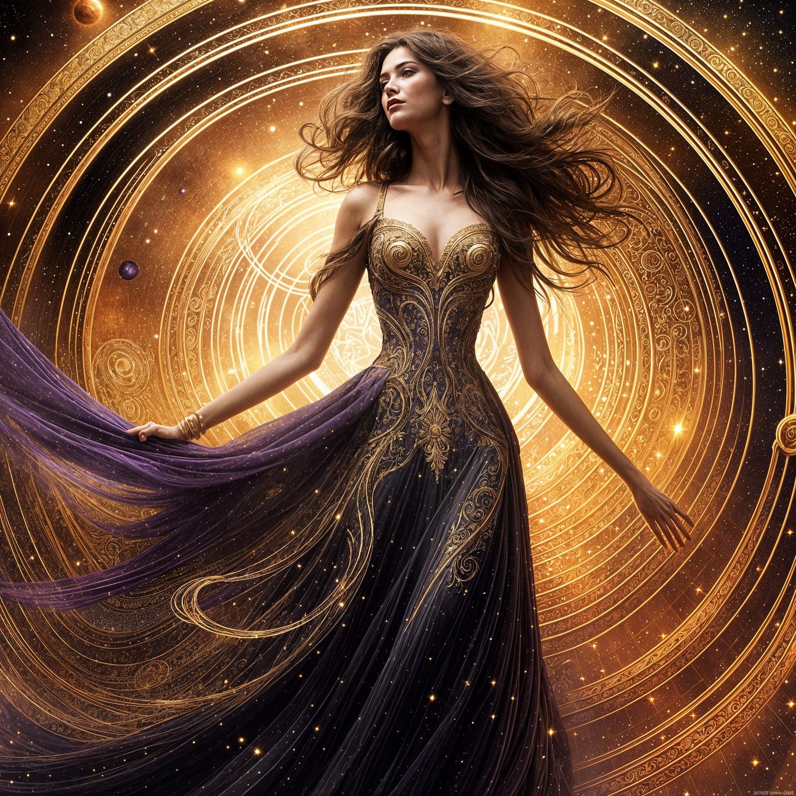 Ornate Golden Portal Opens to Cosmic Space