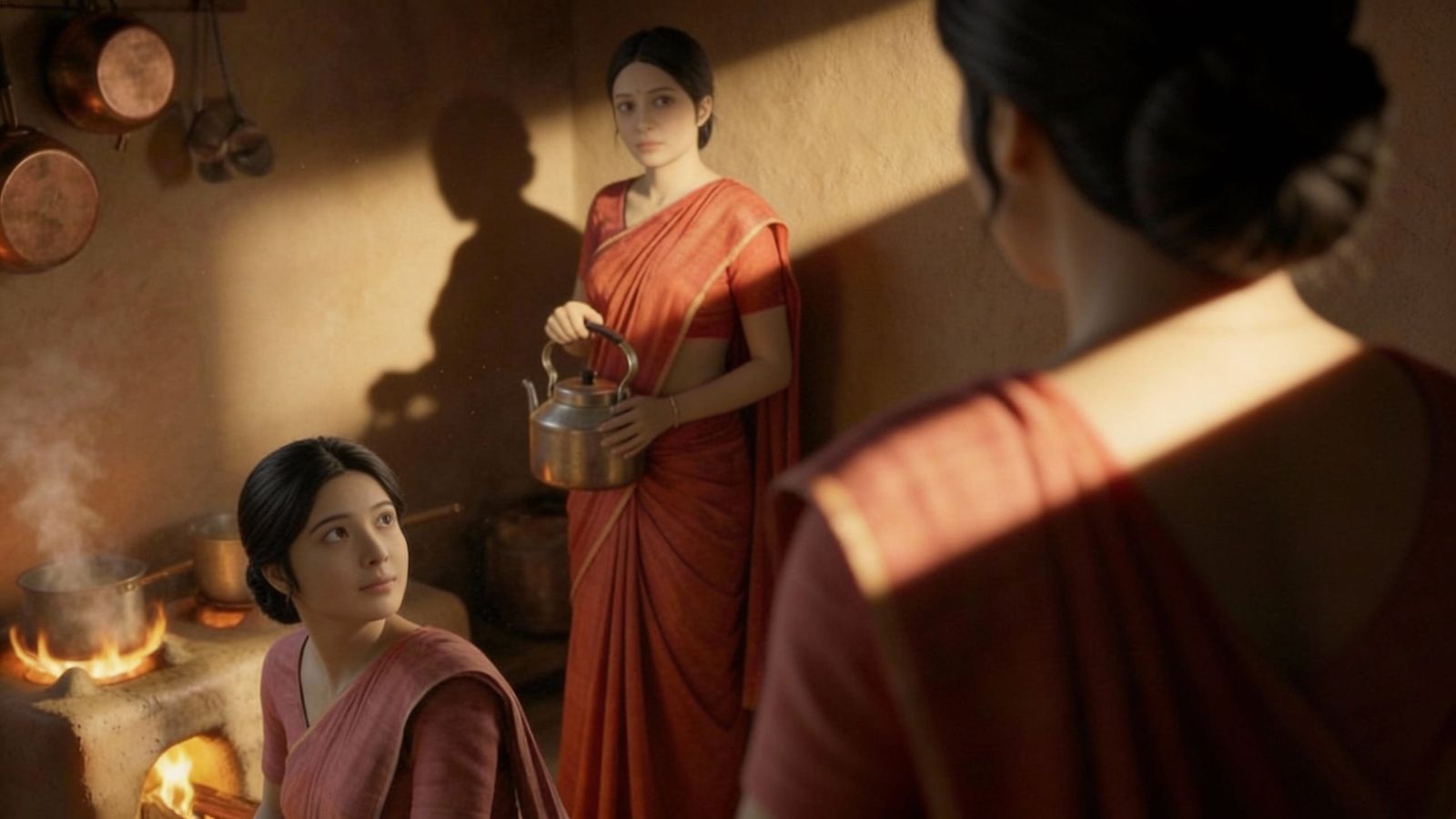 Ultra-Realistic 3D Render of a Mud-Plaster Kitchen