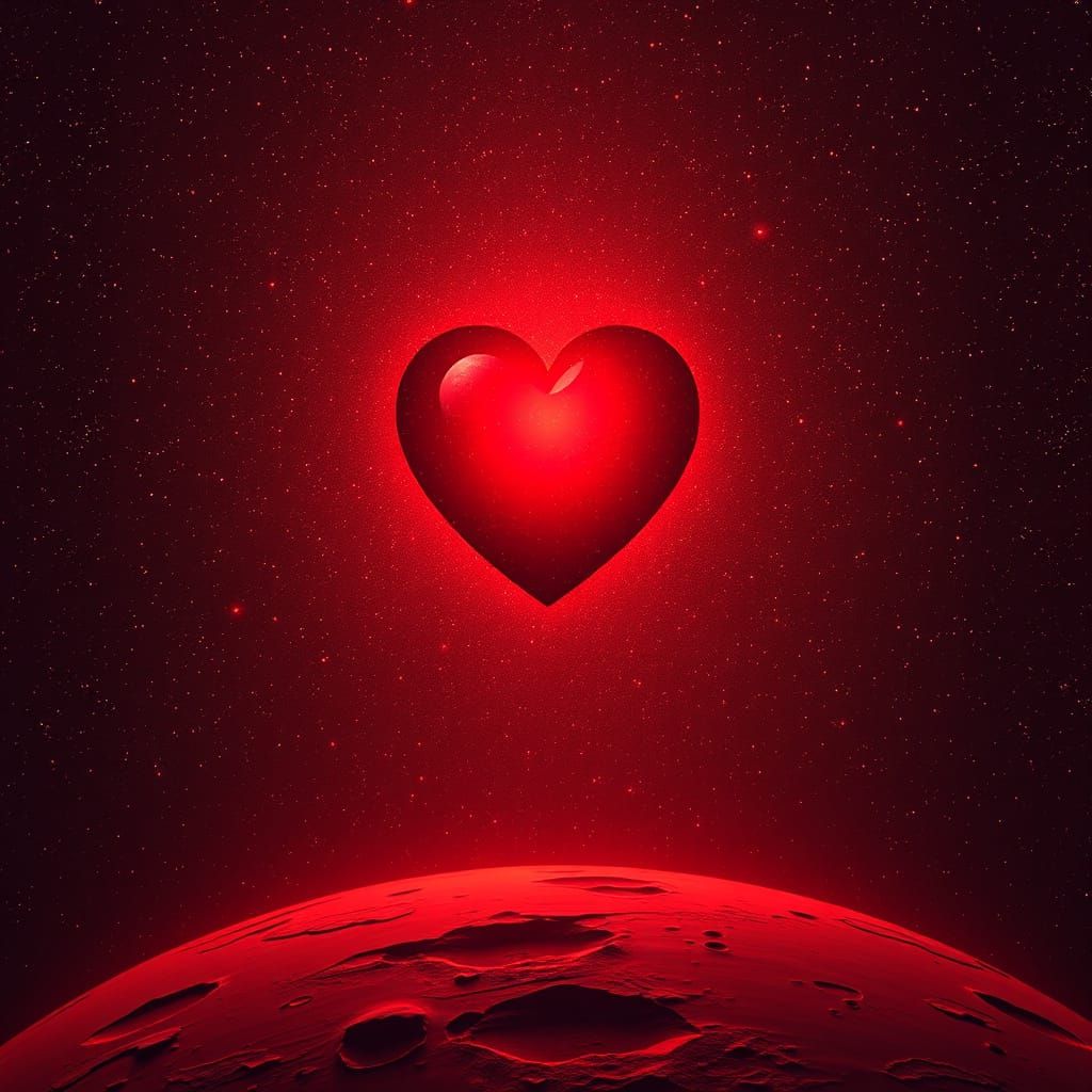 Scarlet Heart Shines in a Vibrant Red Galaxy with Mars Crate...