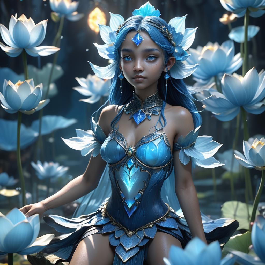 Blue Lotus Petalite Fairy in Fantasycore Art