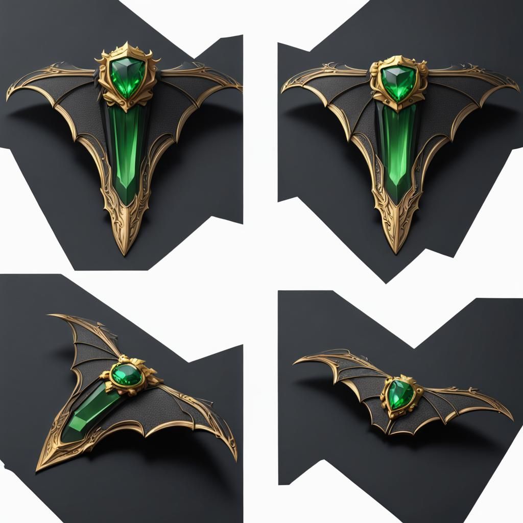 Bat Wing Dagger with Jewel, Fantasy Concept Art