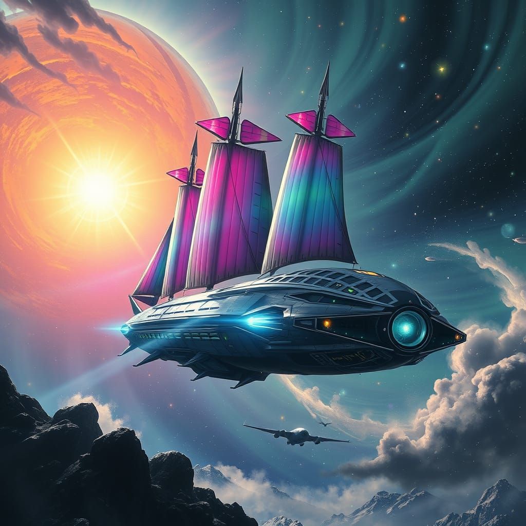 Ethereal Spaceship Enters Solar System in Vibrant Cosmic Sce...