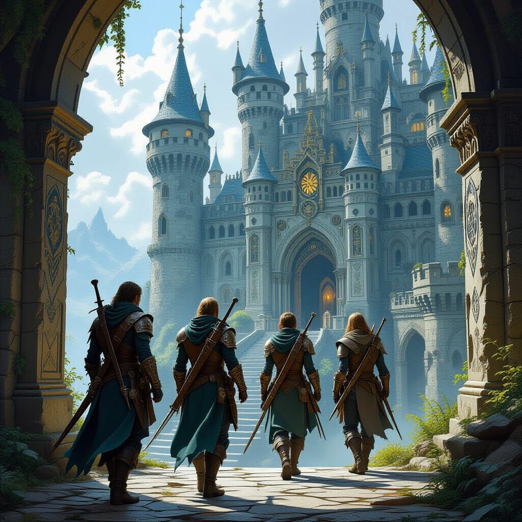 Adventurers Explore Mystical Castle in Fantasy Style