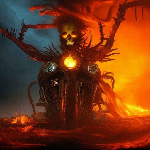 Ghost Rider in Hellfire: Detailed Matte Painting