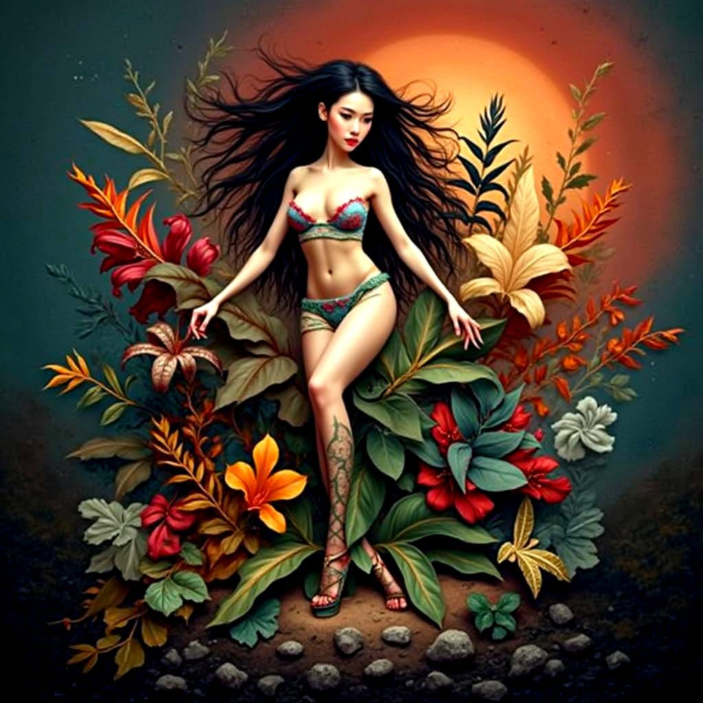 Botanical Tapestry in Hyperrealistic Style