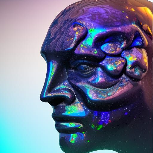 Man Adorned with Prismatic Obsidian Opals