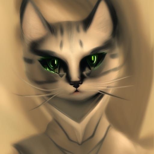 Dramatic Cat Girl in Digital Matte Painting Style