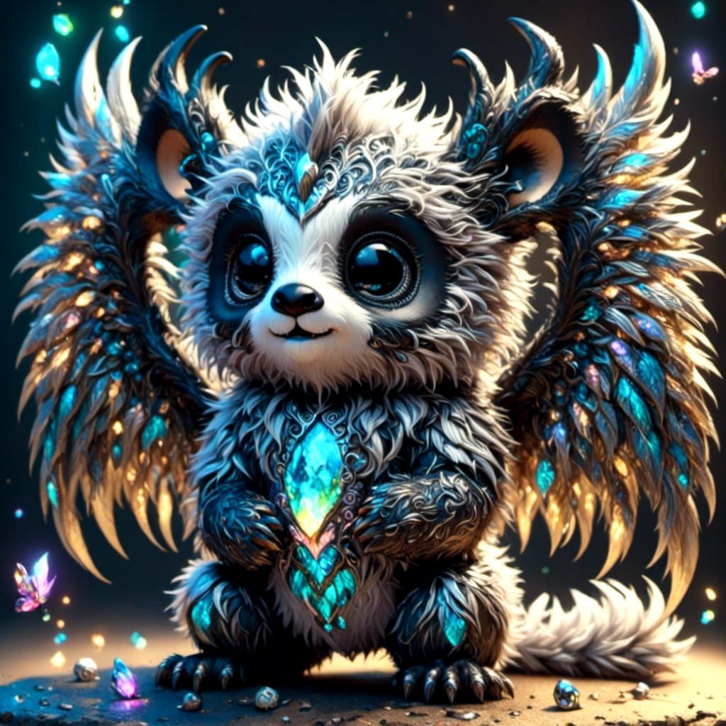 Chibi Badger-Skunk with Glittery Wings
