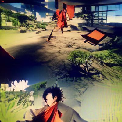 Samurai Warriors Clash in a Digital Render