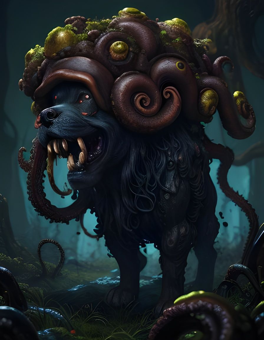 Grotesque Fungus Dog: A Dark Art Masterpiece