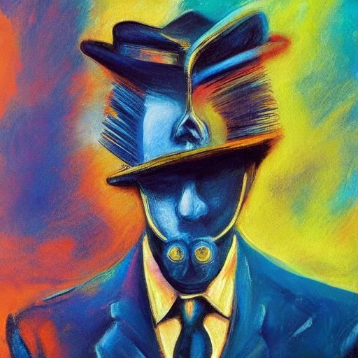 Surrealist Portrait of Fascist Figure with Unseen Hand