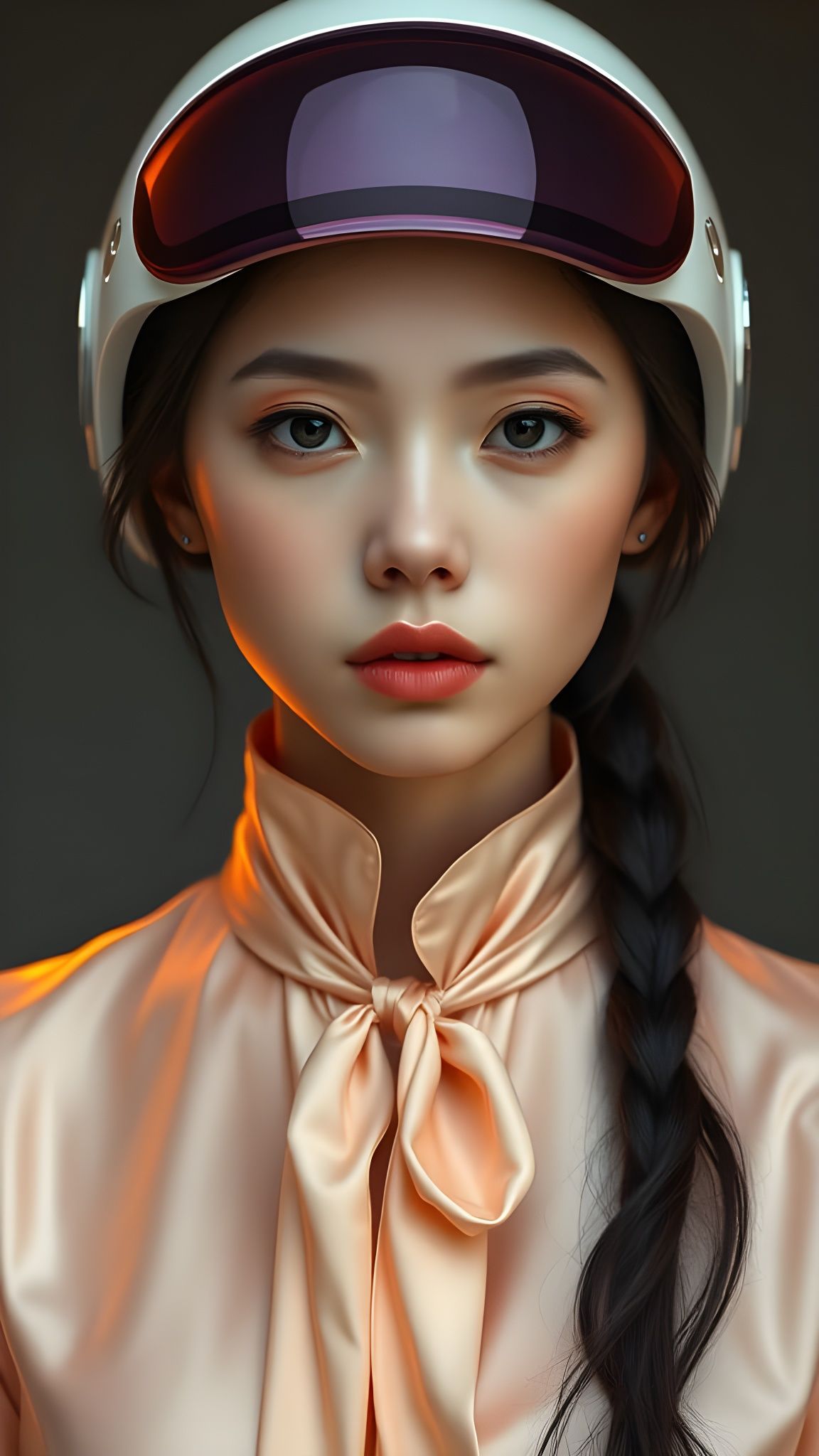 Serene Space-Age Woman in Futuristic Helmet