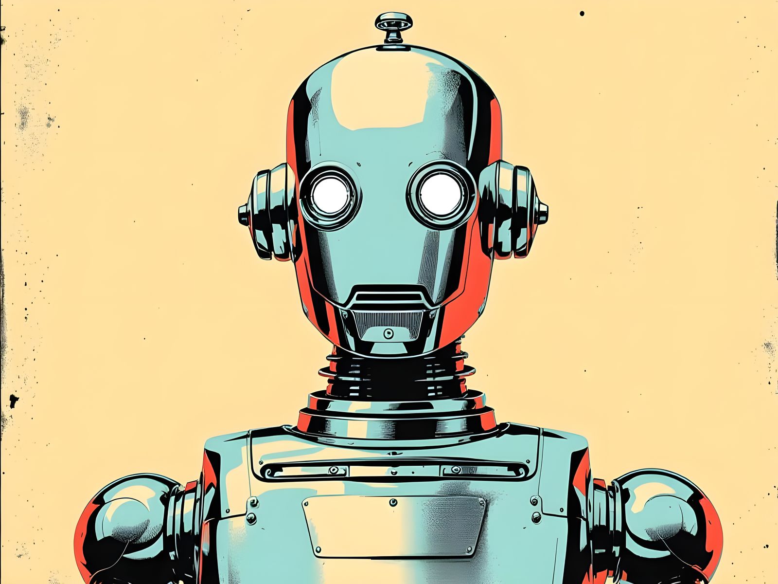 Retro Robot Advertisement with BOP AI Icon