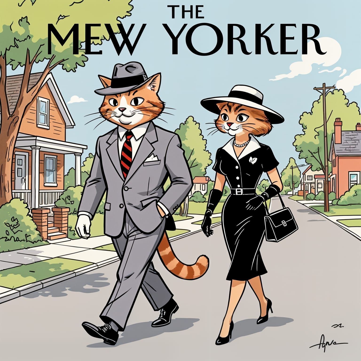 1950s Cartoon Cats in Suits and Fashions