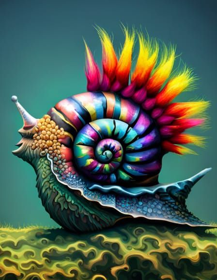 Neon Mohawk Snail Inspired by Street Art