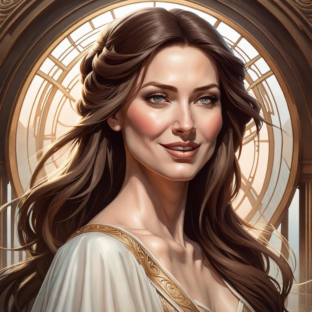 Elegant Portrait of a German Woman in Hyperdetailed Style