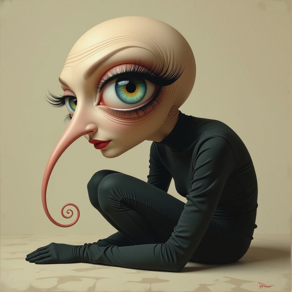 Surreal Biomechanical Woman with Enormous Eye