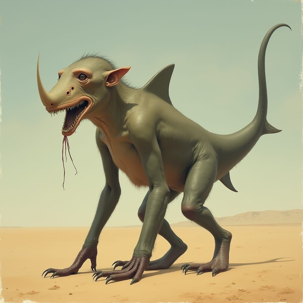 Proboscis Monkey-Shark Hybrid Walks Desert, Biomechanical Ho...