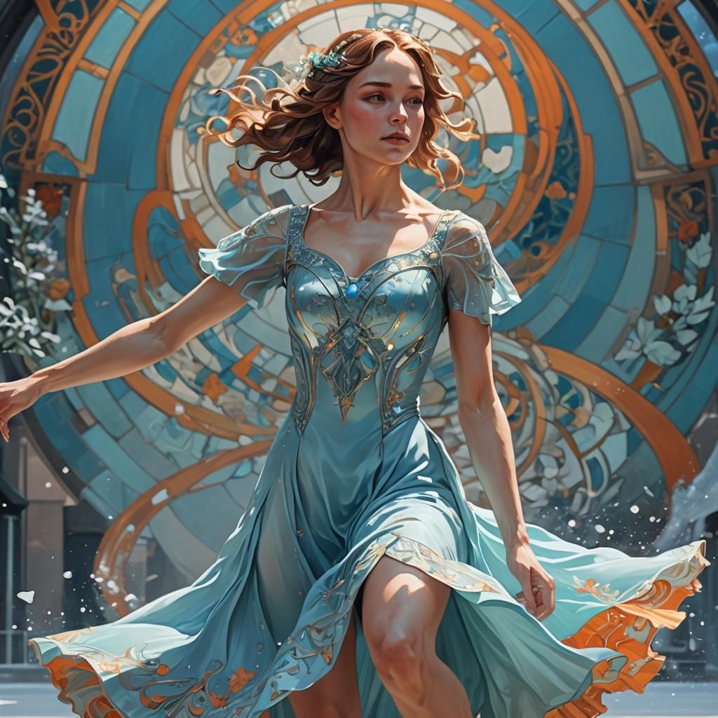 Figure Skater in Art Nouveau Style