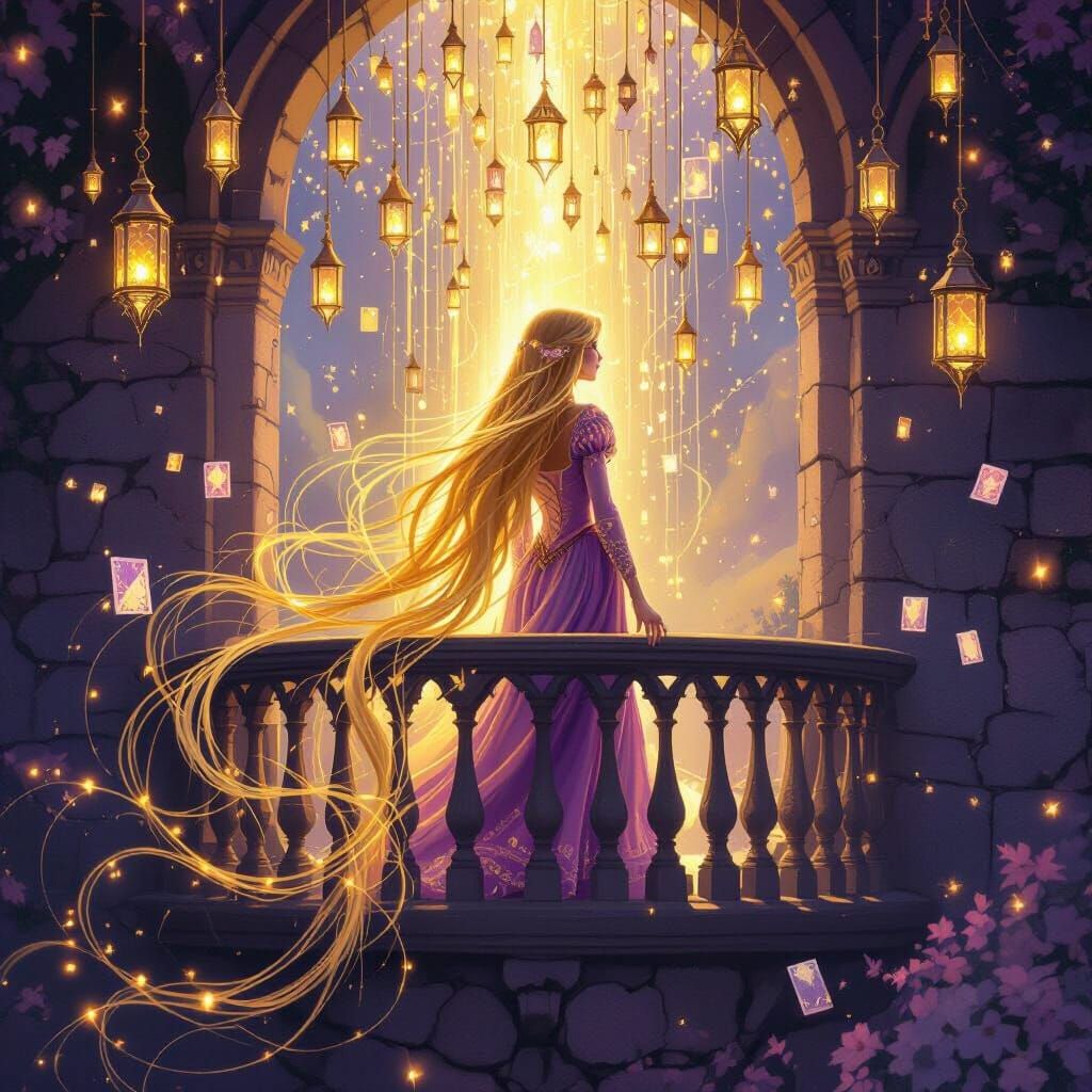 Rapunzel Weaves Light from Golden Hair