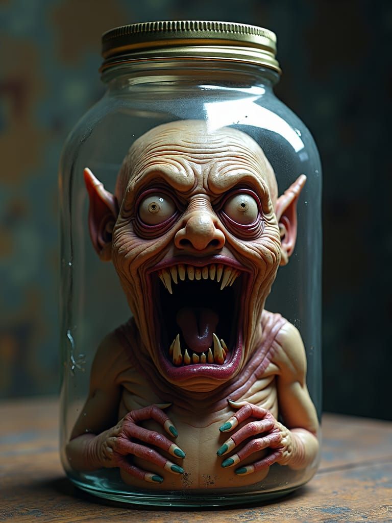 Evil Mind Trapped: Hyper-Realistic Dark Fantasy Portrait