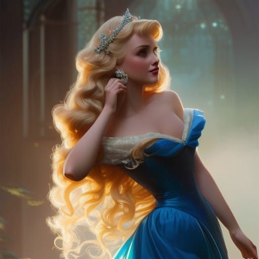 Elegant Princess Cinderella Portrait in Art Nouveau Style