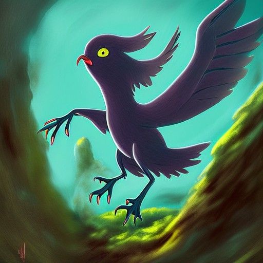 Mystical Bird Monster in Ghibli Style