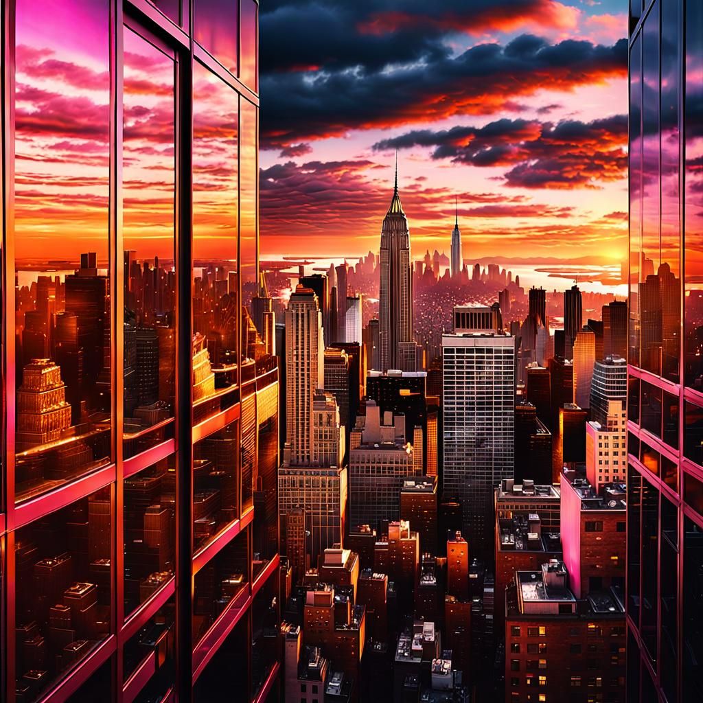 New York City Sunset: Hyperrealistic Digital Art