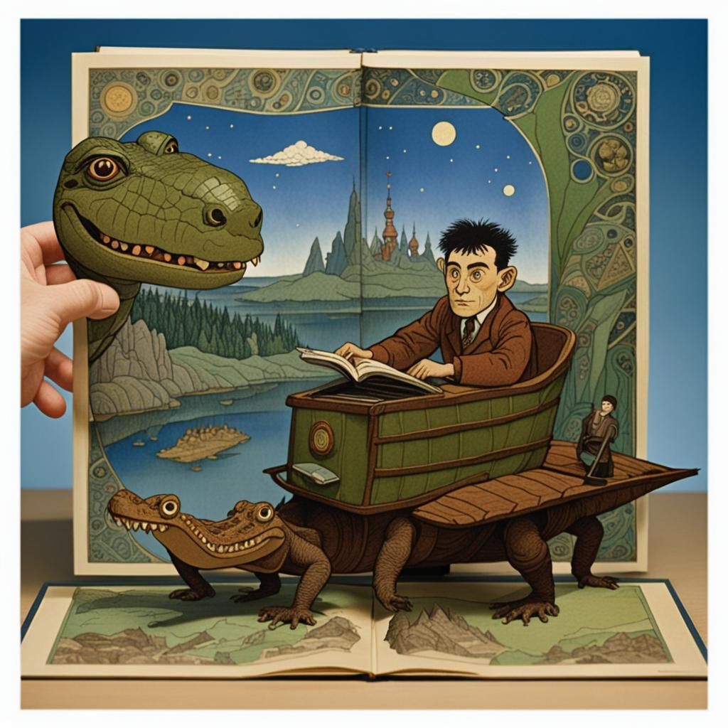 Whimsical Animal Adventure in Folk Art Style